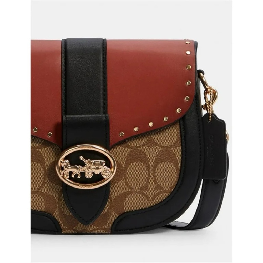 Coach Crossbody Monogram Print Women's Canvas Signature Coated Saddle Handbag